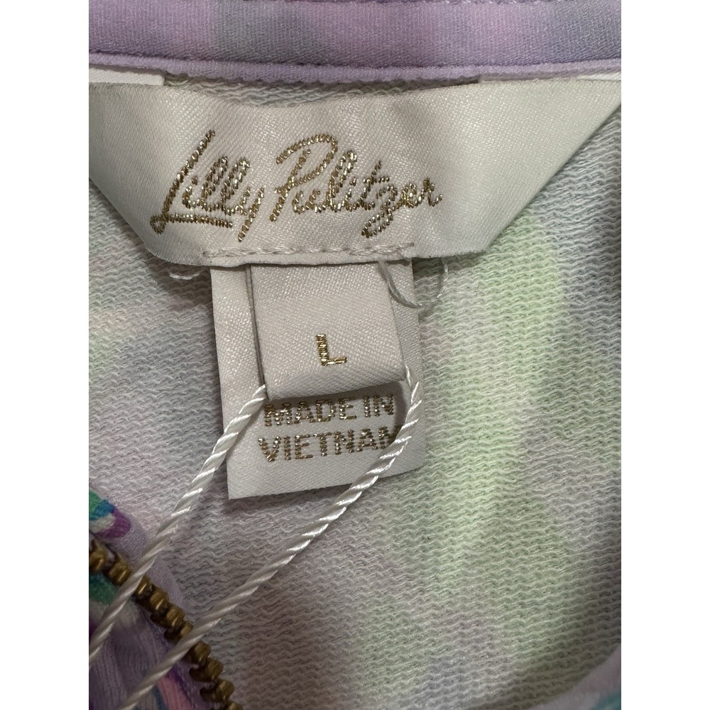 Lilly Pulitzer UPF 50+ Quarter-Zip Pullover – NWT Blue Floral Bloom (Size L) - Picture 5 of 10